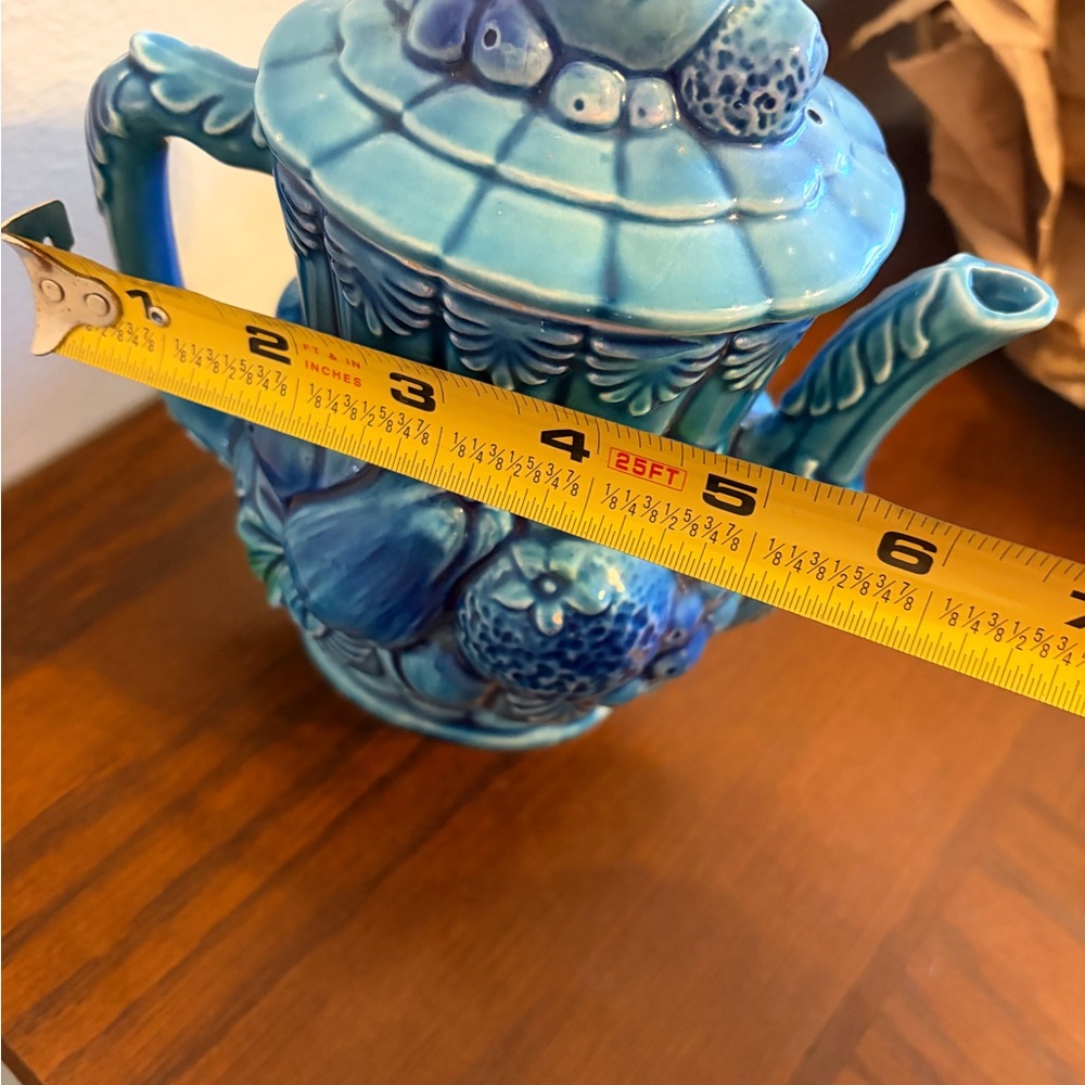 Vintage Tilso Japan Blue Ceramic Teapot with Lid Hand Painted - Picture 6 of 6